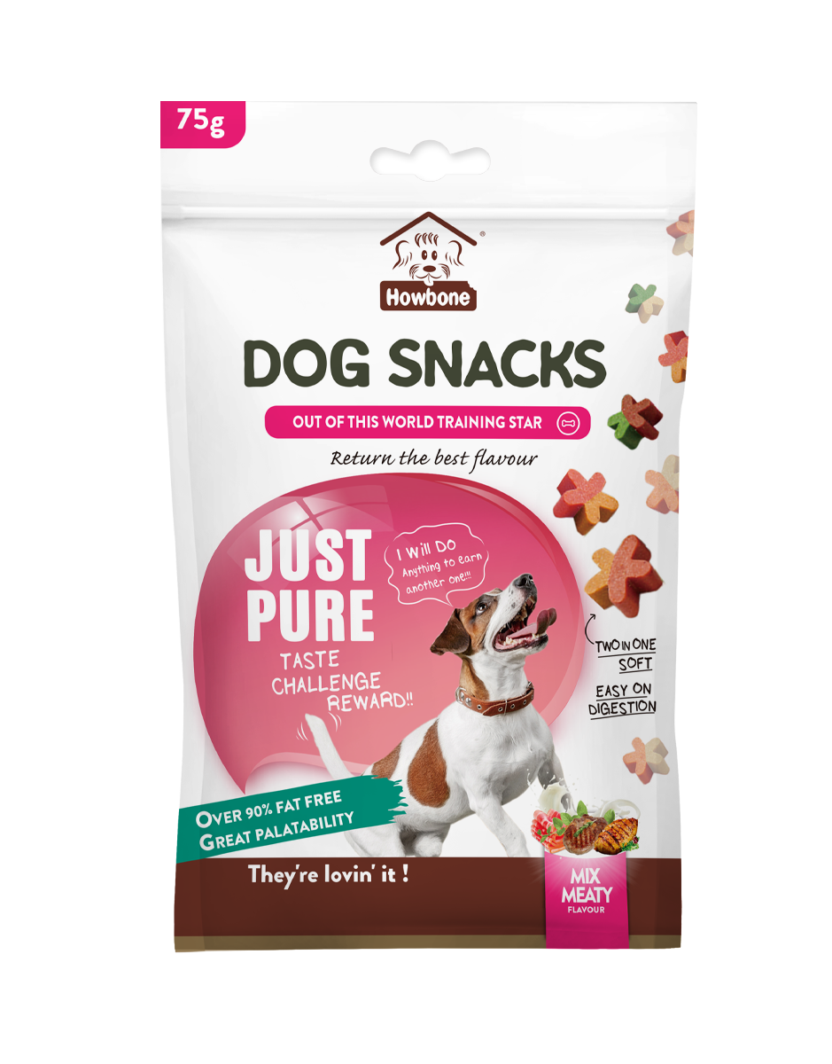 HOWBONE - DOG SNACKS Just Pure·Mix Meaty flavoured Star Bites 75g